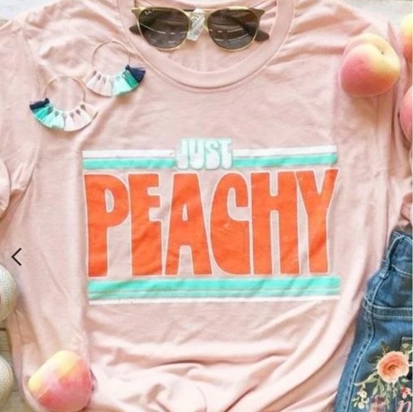 New Casual Just Peachy Graphic T-Shirt - Picture 2 of 5